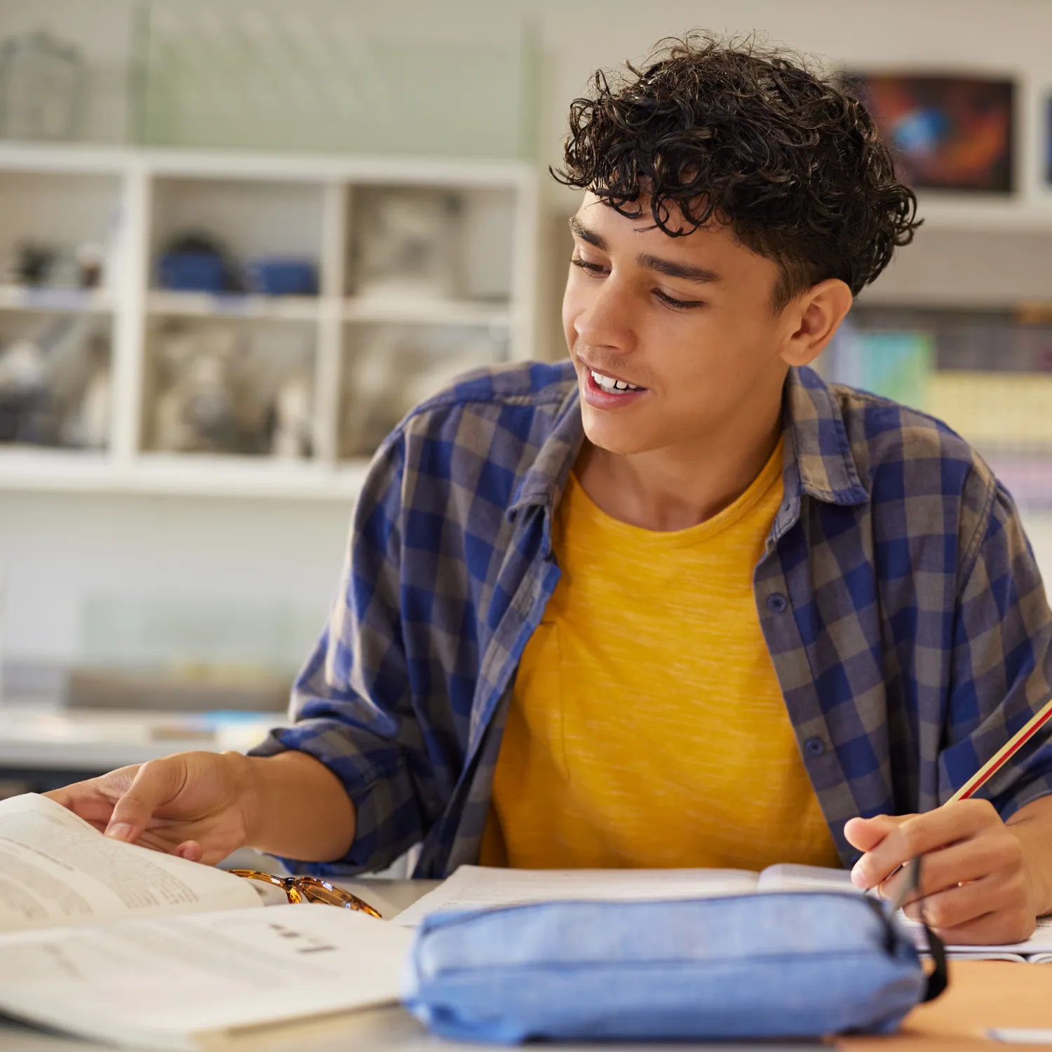 boy studying